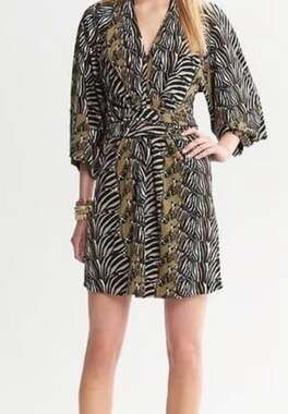 Banana Republic Issa London Zebra Print Wrap Dress Safari Glam Statement